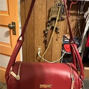 Nicole Lee Red Shoulder Bag with Gold Hardware